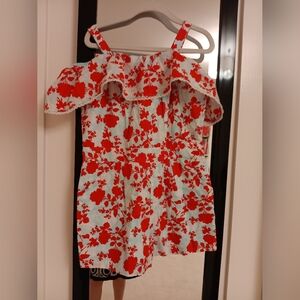Floral Red and White Dress